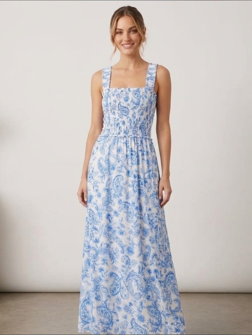 Tommy Hilfiger Blue and White Paisley Maxi Dress